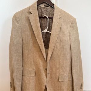 Brand tan linen new suit! Never worn! 40 short and 32 pants
